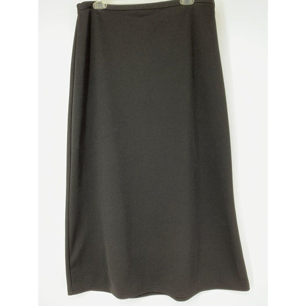 Women Vintage Black Maxi Skirt Elastic Polyester XL Tall Jeste Sport 3873 USA